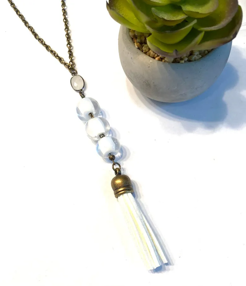 White Tassel Necklace