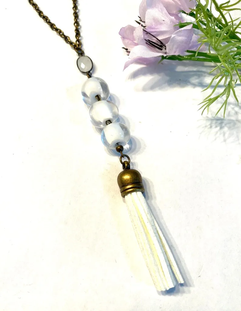 White Tassel Necklace