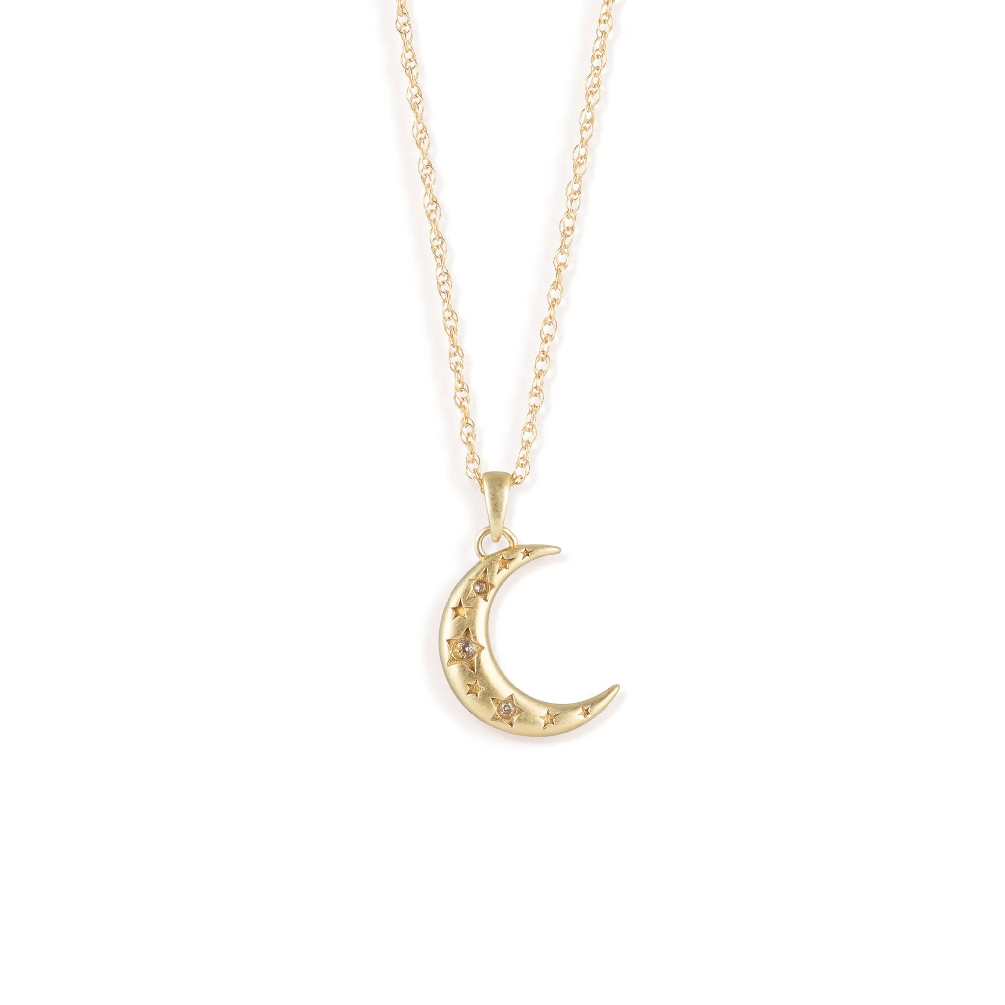 White Topaz Carina Crescent Pendant Necklace