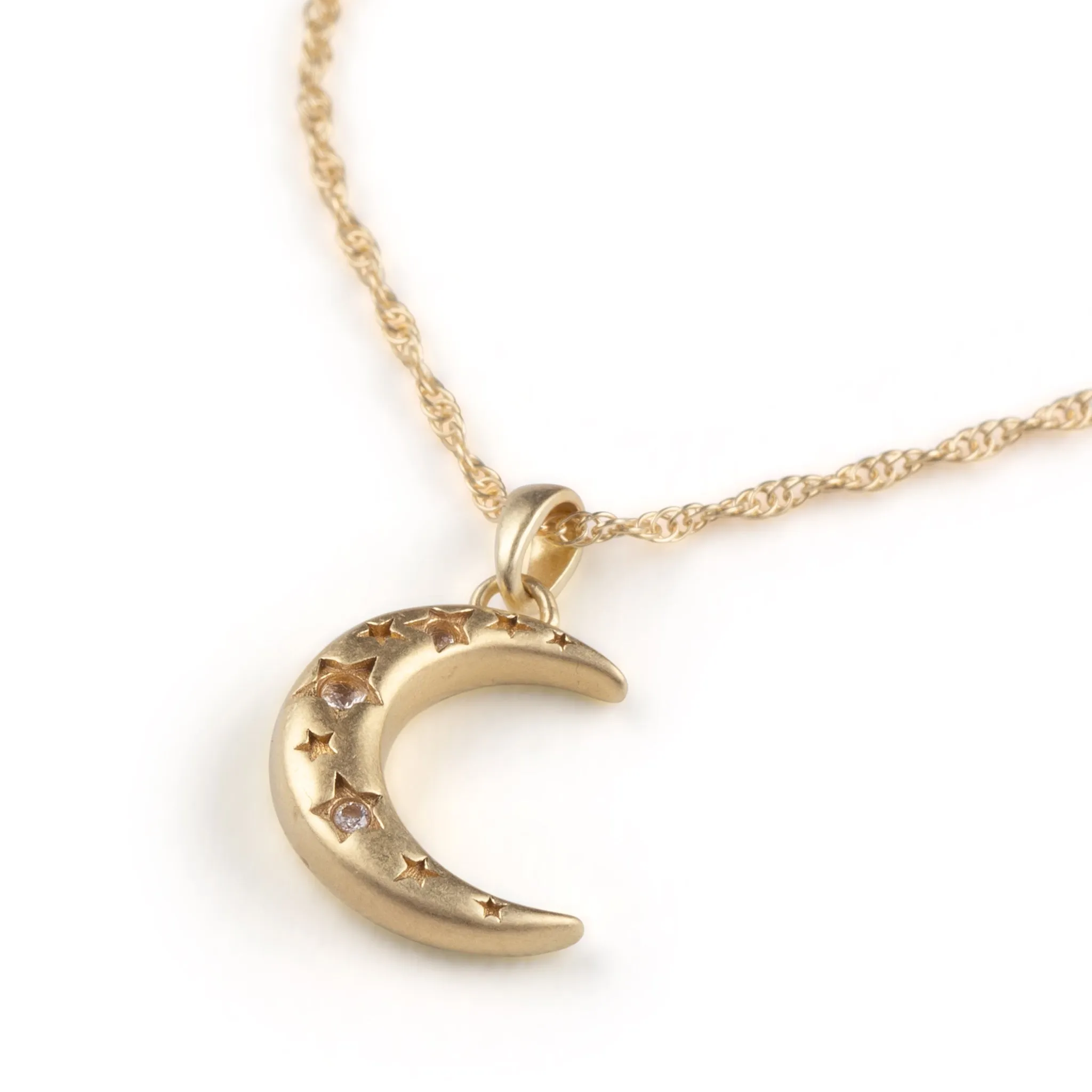 White Topaz Carina Crescent Pendant Necklace