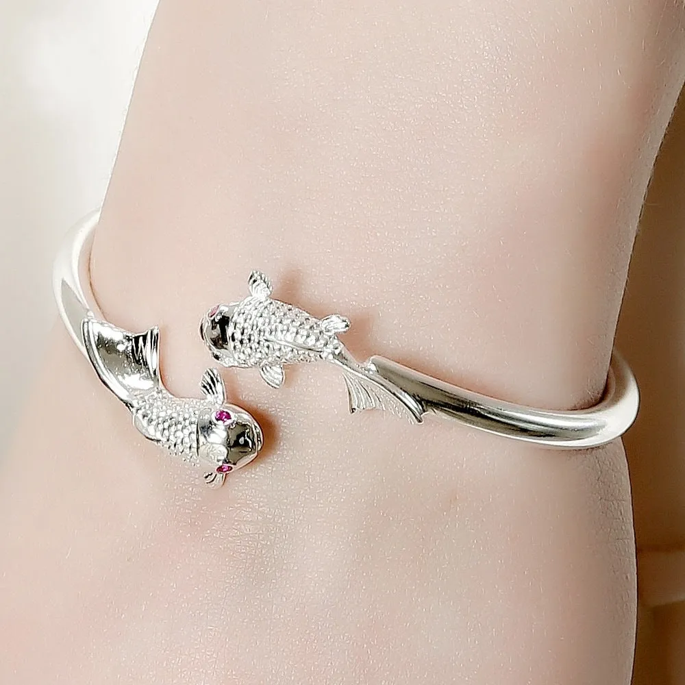 Women's Handmade Sterling Silver Fish Bracelet