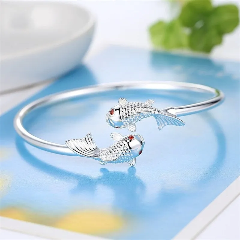 Women's Handmade Sterling Silver Fish Bracelet