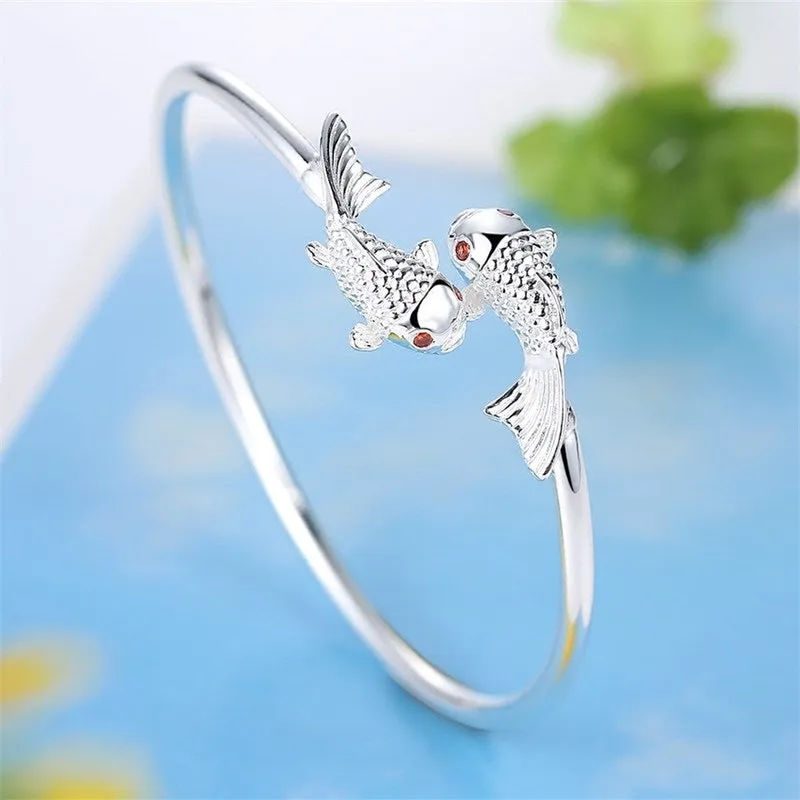 Women's Handmade Sterling Silver Fish Bracelet