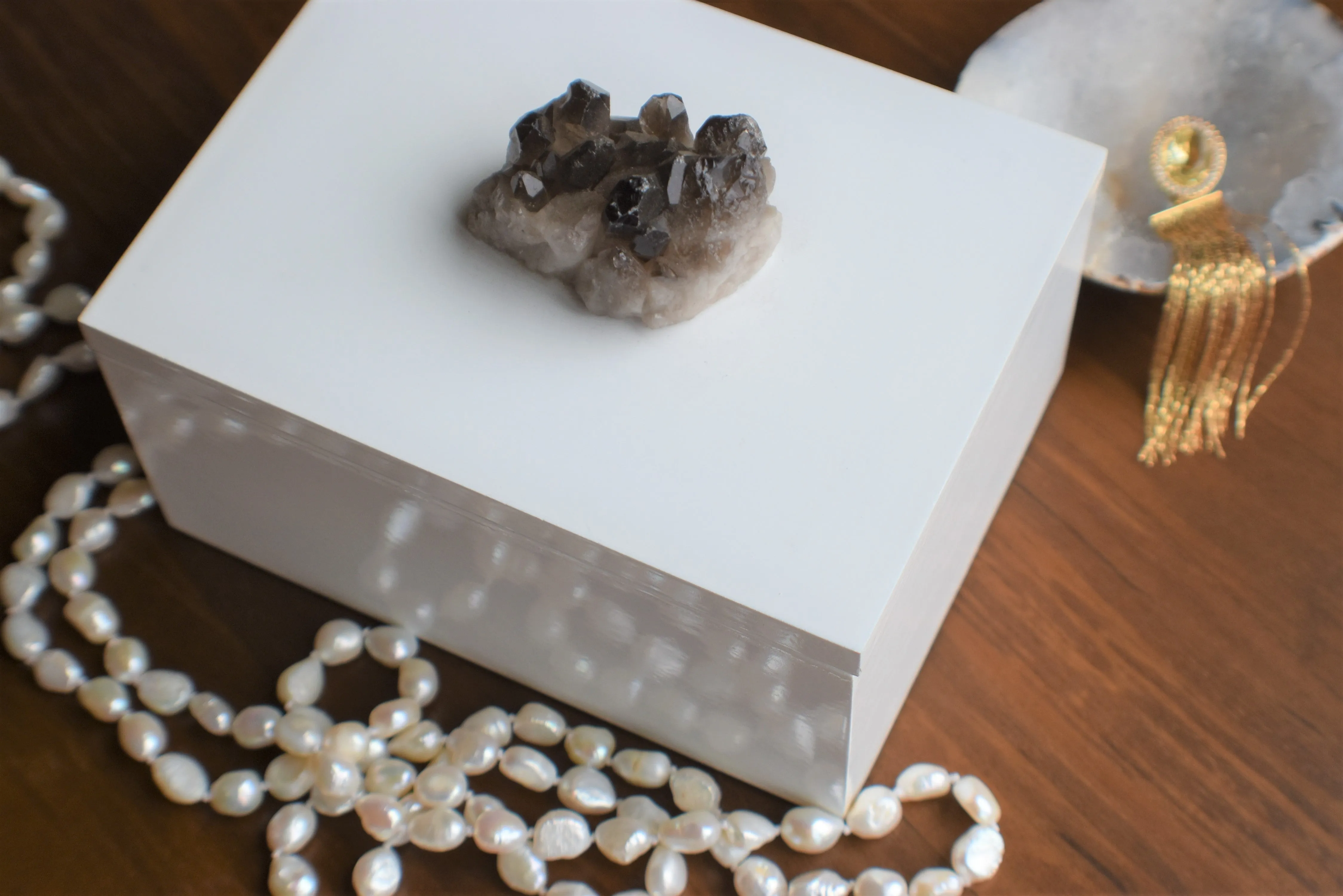 Wooden Boxes with Gemstone on Top