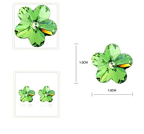 Yellow Chimes Crystals from Swarovski Platinum Plated Flower Crystal Earrings for Women and Girls (Peridot)